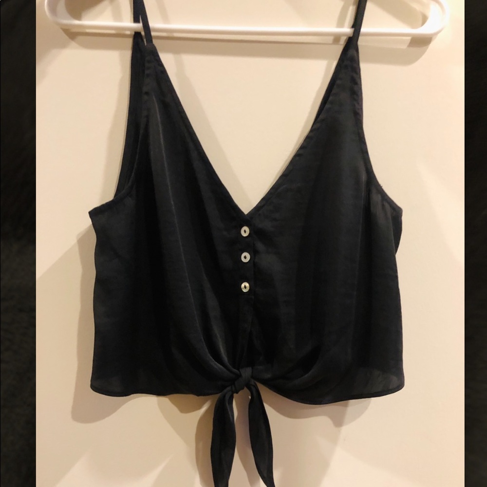 Free People Satiny Crop Top Black XS